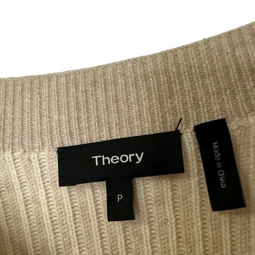 THEORY Womens Oversized Ribbed Soft Cashmere Sweater Sz Small Beige Long Sleeve - Picture 8 of 8