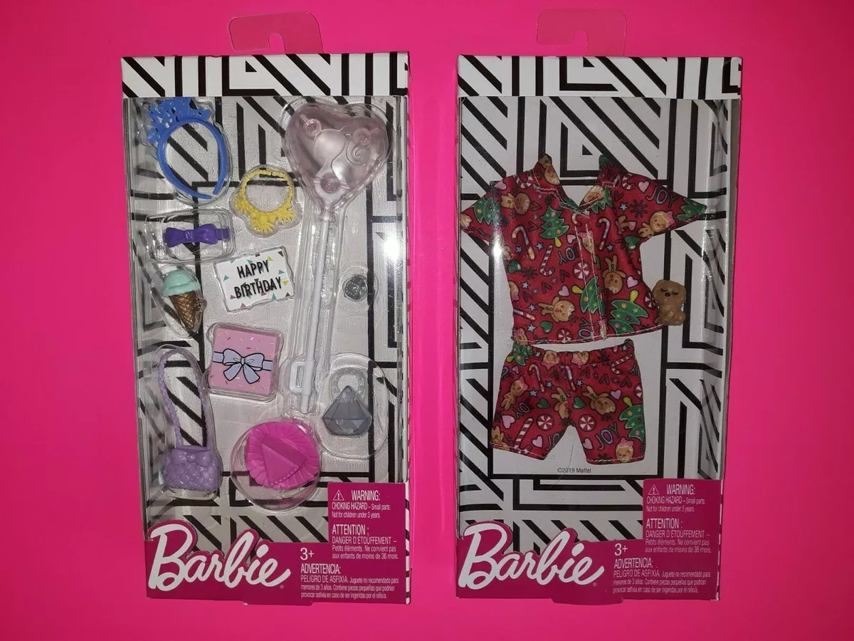 BRAND NEW Barbie Doll Christmas Holiday Pajamas & Happy Birthday Fashion  Packs!!