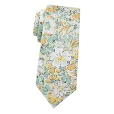 Men's Skinny Tie, Cotton Floral Ties for Men Wedding A Yellow Blue Floral