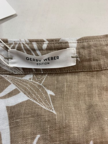 GERRY WEBER BLOUSE SHIRT 16 TAUPE CREAM Floral Linen Sleeveless NEW RRP £80 - Picture 13 of 15