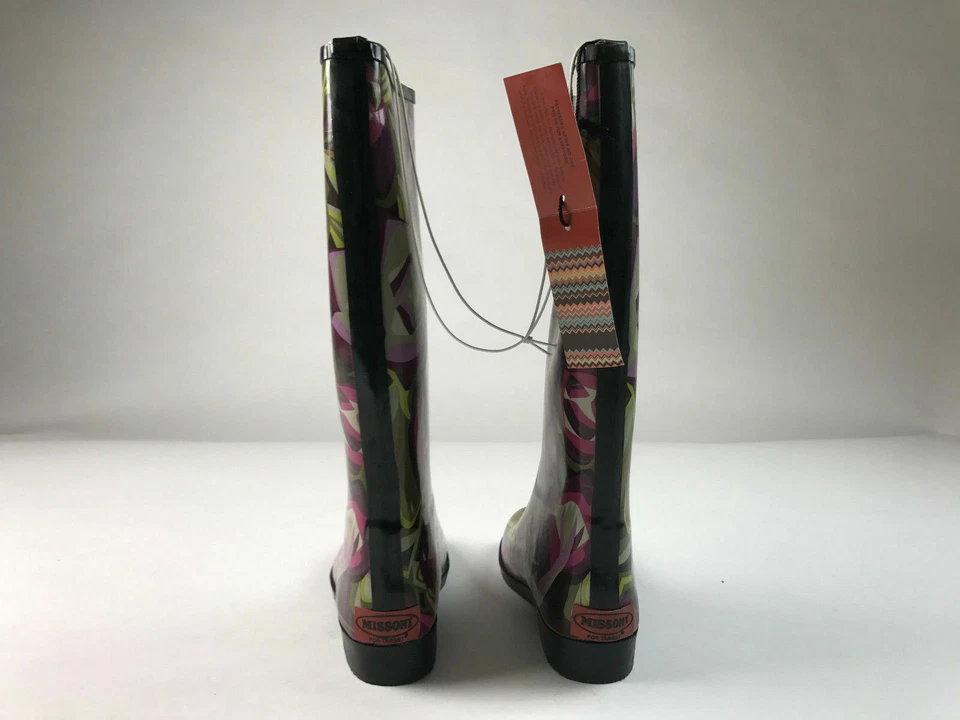 NEW IN BOX W/ TAGS, MISSONI BOOTS for Target ROSE Floral Rubber WOMEN'S US Sz 8 - Image 2 of 3
