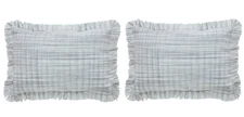 2 PACK My Texas House Palmer Woven Fringe Oblong Outdoor Pillow, Grey, 14" x 20"