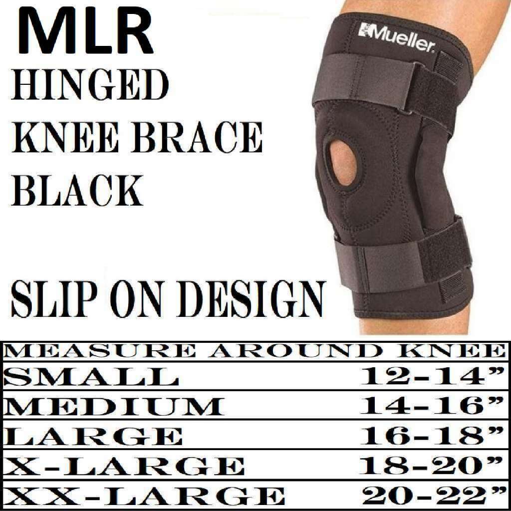 MLR Hinged Knee Brace, Black, Slip on design - Small