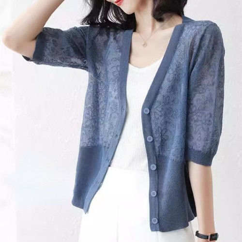 Women Sheer Cardigan Kintwear Bolero Shrug Cape Tops Jacket Coat Hollow Out - Bild 1 von 15