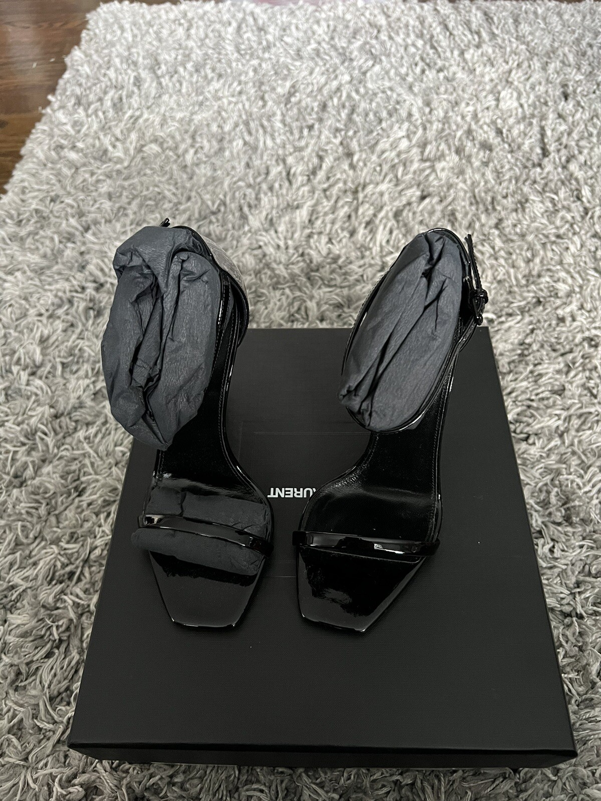 Sandali Saint Laurent Opyum in vernice nera taglia 35 US 5