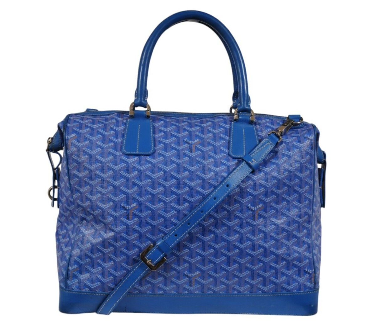Goyard 幾何学模様 ボストンバッグ　青 Goyard Victoria GM Blue Crossbody Travel Tote Duffle 55 Weekend