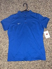 New With Tag Nike Golf Blue Solid Plain Nike Swoosh Logo Polo Shirt Women's M