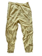 Vintage Pants Womens Tapered Yellow Asian Silk Floral Large