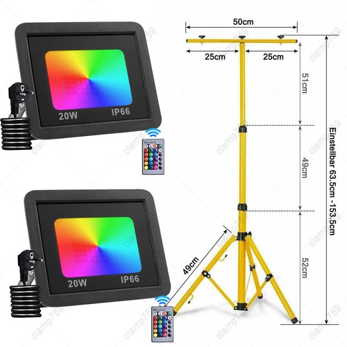 10W-100W LED Fluter RGB mit Stecker Flutlicht Außen Strahler Scheinwerfer IP66 - Bild 179 von 308