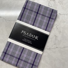 Jos A Bank Pre Folded Pocket Square Purple Plaid Cotton Handkerchief Hanky