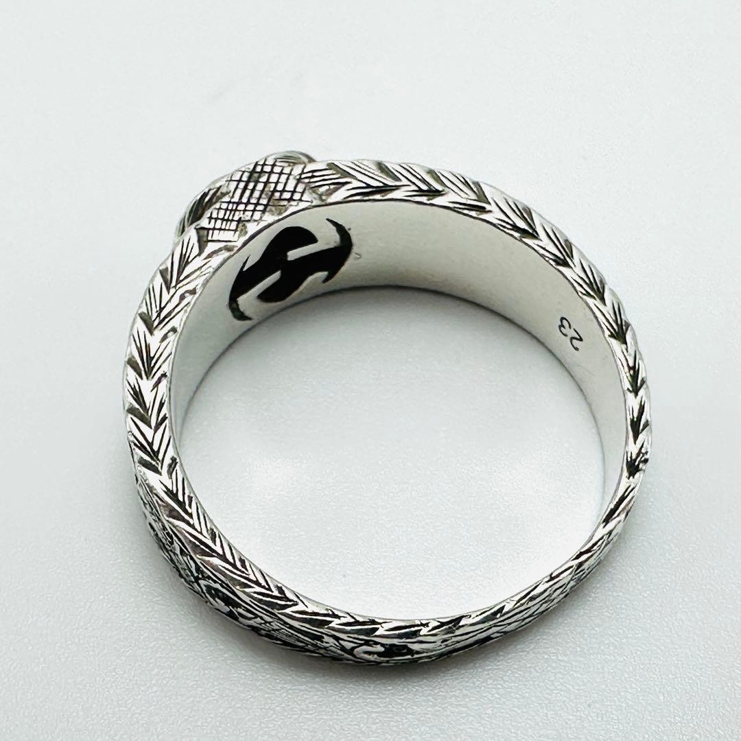 GUCCI Interlocking Arabesque Silver Ring Engraved… - image 6