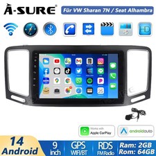 2+64GB Android 14 Autoradio Carplay Für VW Sharan 7N Seat Alhambra II 2010-2021
