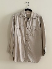 Vintage 1940s Armed Services Co Sanforized Cotton Twill Shirt Sz M - Khaki