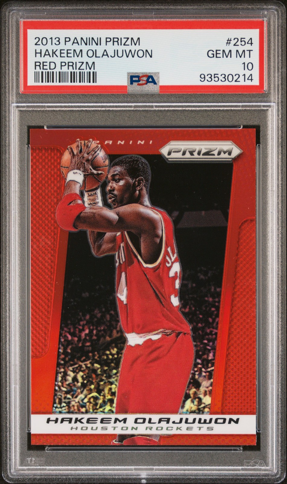 2013 PANINI PRIZM RED PRIZM #254 HAKEEM OLAJUWON PSA 10