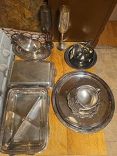 Vintage Silverplate Mixed Lot Towle Goblets, Trays England Yeoman Pool Serving