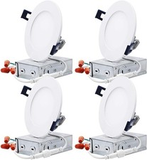 4 Pack Essential Series 4 Inch Ultra-Thin LED Recessed Lighting with J-Box