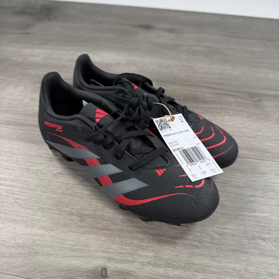 Adidas Predator Club FG/MG Soccer Cleats Shoes Youth US 3.5 Black Red ID3812 - Image 3 of 4