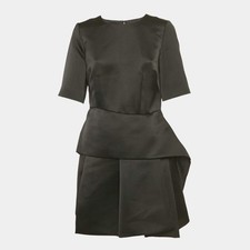 McQ by Alexander McQueen Black Taffeta Sculpted Peplum Mini Dress M