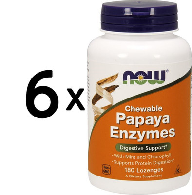 6 x NOW Foods Papaya Enzyme, Chewable - 180 lozenges (83,26 EUR/kg)