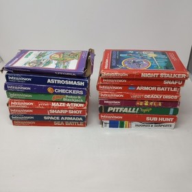 Lot Of 16 Intellivision Games With Boxes (Some Have Manuals & Overlays)