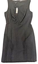 Talbots Black Sheath Dress 8P Contour Seams, Accented Waist, Rayon/Cotton NWT