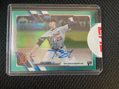 Tarik Skubal 2021 Topps Chrome RC Autograph Aqua Refractor /199