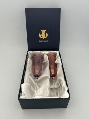 Tartan Glas Paar Rubin Hochzeit Sektflöte Gläser in Box