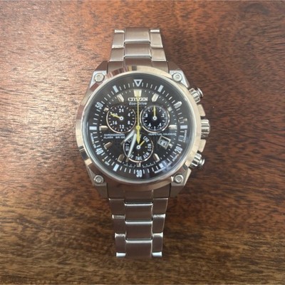Citizen Eco-Drive Chronograph Perpetual Calendar Black Dial Steel 42mm 100m