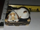 RARE CHAMART EXCLUSIF DESTIEUX LIMOGES BASSET HOUND ON SUITCASE