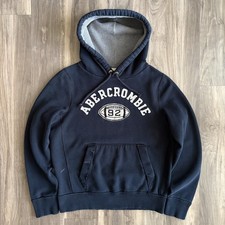 Felpa con cappuccio vintage Abercrombie & Fitch uomo taglia XL (XXL MUSCLE FIT) blu indossata