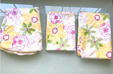 POTTERY BARN KIDS Twin PB TEEN Floral Striped SHEET SET Flat Fitted Pillowcase