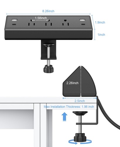 Jgstkcity Desk Clamp Power Strip,40W Total Fast Charging Station,2 PD 20W USB... - Picture 6 of 7