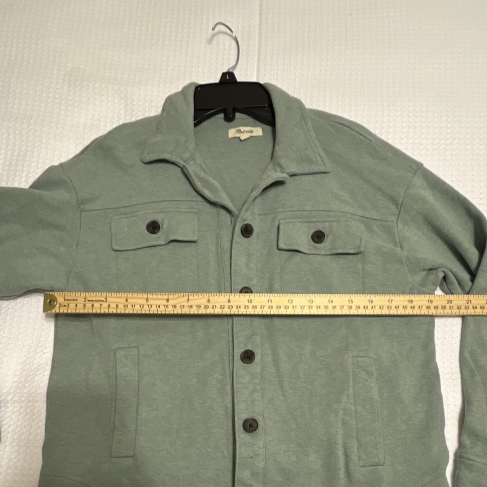 Madewell Collared Button Pocket Jacket Green Long… - image 2