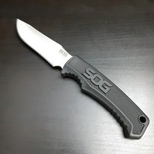 SOG Fixed 4" Blade Field Knife Full Tang Black NoSlip Rubber Grip & Kydex Sheath