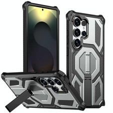 Custodia magnetica antiurto con supporto metallico nascosto per Samsung Galaxy