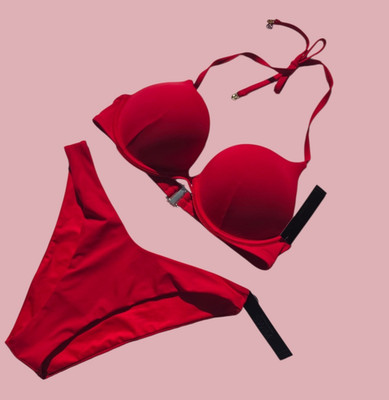 Victoria's Secret Swim Bombshell Push Up Top Brazilian Set Red NWT adds + 2 cups