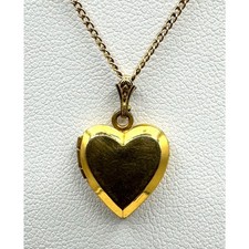 Antique Bedford Gold Filled Heart Locket With Chain Petite Dainty Necklace