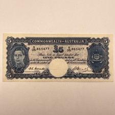 1949 £5 Five Pound Banknote - gVF - Coombs / Watt Australia Predecimal (R47)