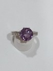 925 Silver Filigree Ring With Purple Cz Solitaire & White Cz Accents, Size 8 — photo 1