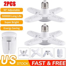 2X E27 LED Garage Light Bulb 28W Deformable Ceiling Fixture Lights Workshop Lamp