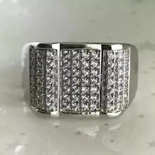 2Ct Round Cut Lab-Created Diamond Cluster Men's Band Ring 14K White Gold Plated