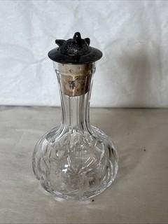 Vintage Fox Head Mini Decanter Bottle EPNS Fox Stopper