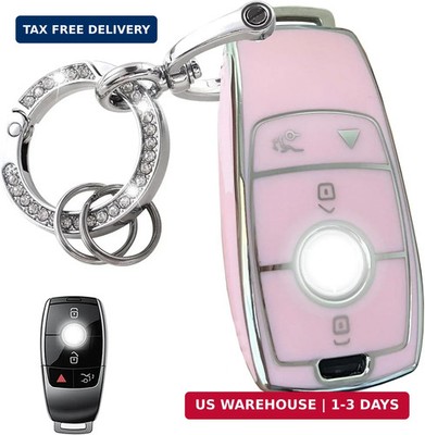 Keyless Entry Systems Key for Benz Key Fob Cover Shell with Keychain Fit for Mer