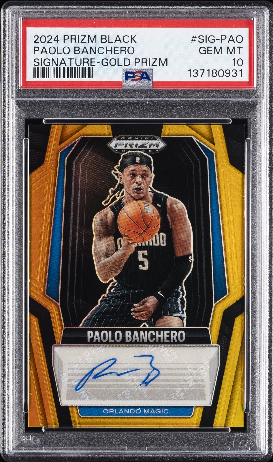 2024 PANINI PRIZM BLACK SIGNATURES GOLD PRIZM PAOLO BANCHERO 3/10 PSA 10
