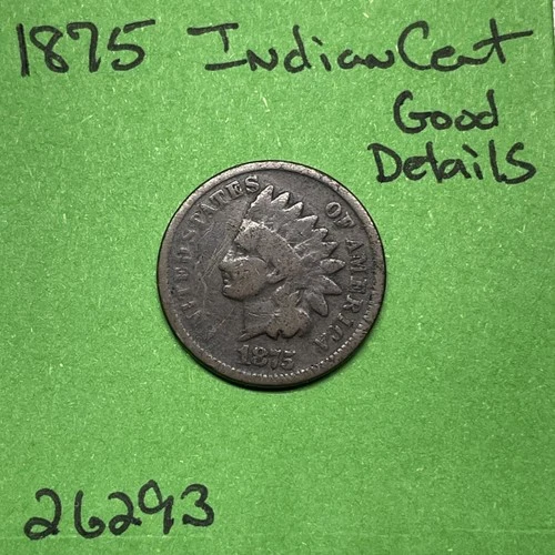 1875 Indian Head Cent / Penny 1c Good Details