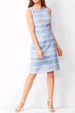 Talbot's Pastel Striped Tweed Shift Dress Womens Sz 8 Pretty Office Chic Party
