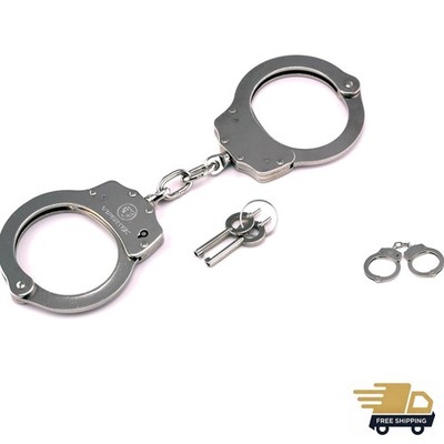 Lightweight Professional Handcuffs in Silver - Double Lock Heavy-Duty Design