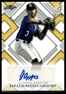 2023 Leaf Perfect Game National #AU-JRC Jan Luis Reyes Camacho Auto Yellow #/20