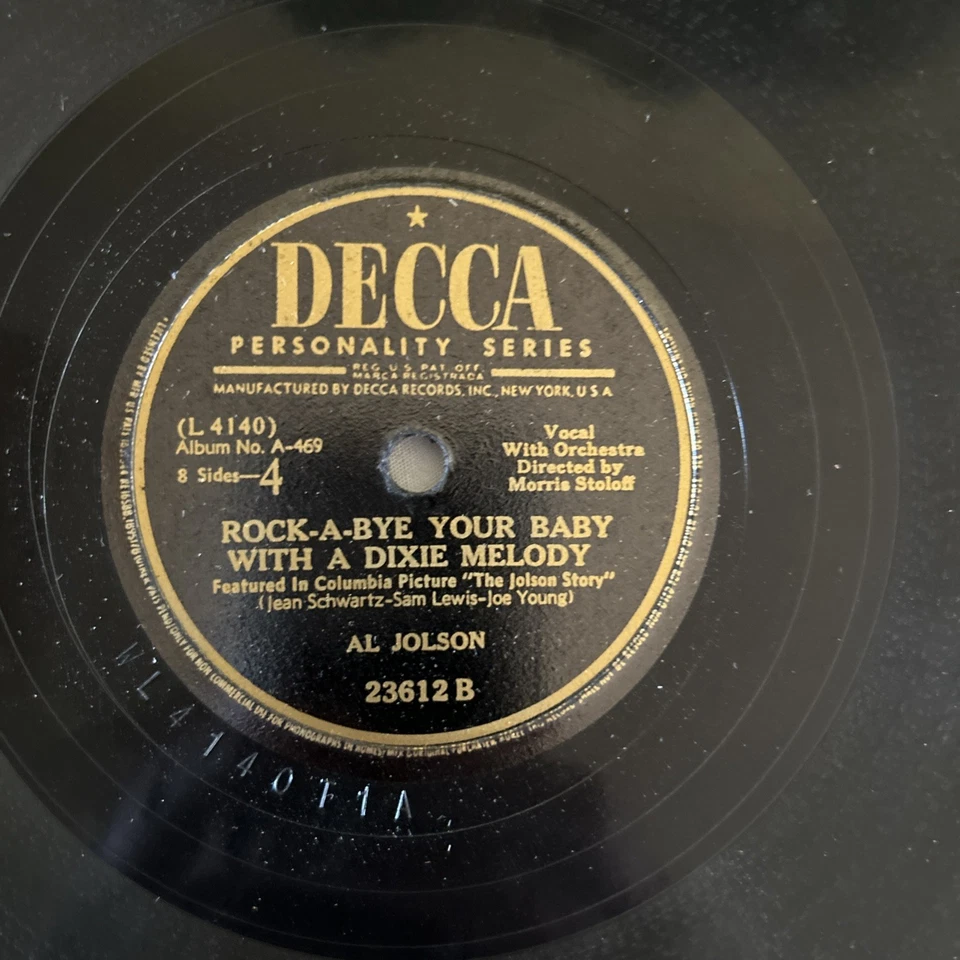 Al Jolson 78rpm Set Decca Records #A-469 Al Jolson In Songs He Made Famous - Image 3 of 4