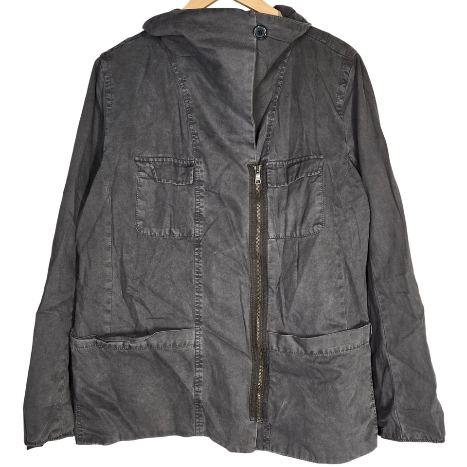 Chaqueta de campo Gap para mujer XL gris utilitaria bolsillos de carga cremallera frontal lona de algodón Foto 2 de 4